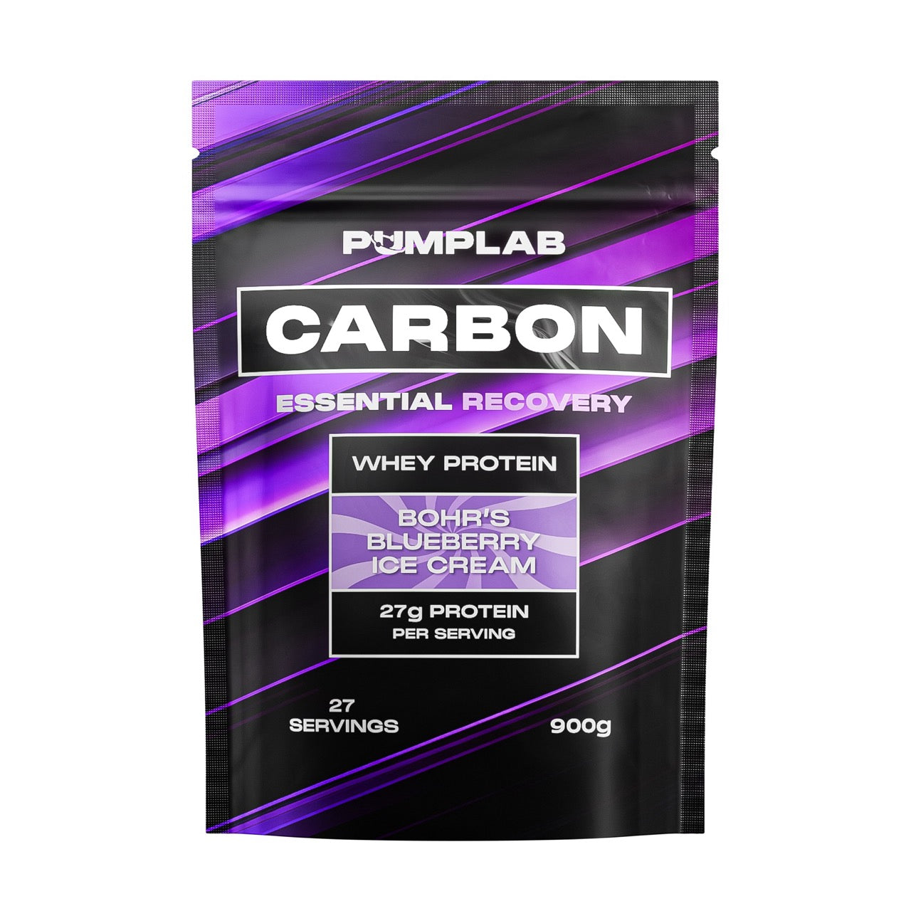 PumpLab CARBON vassleprotein 900 g, blåbärsglass med 27 portioner.