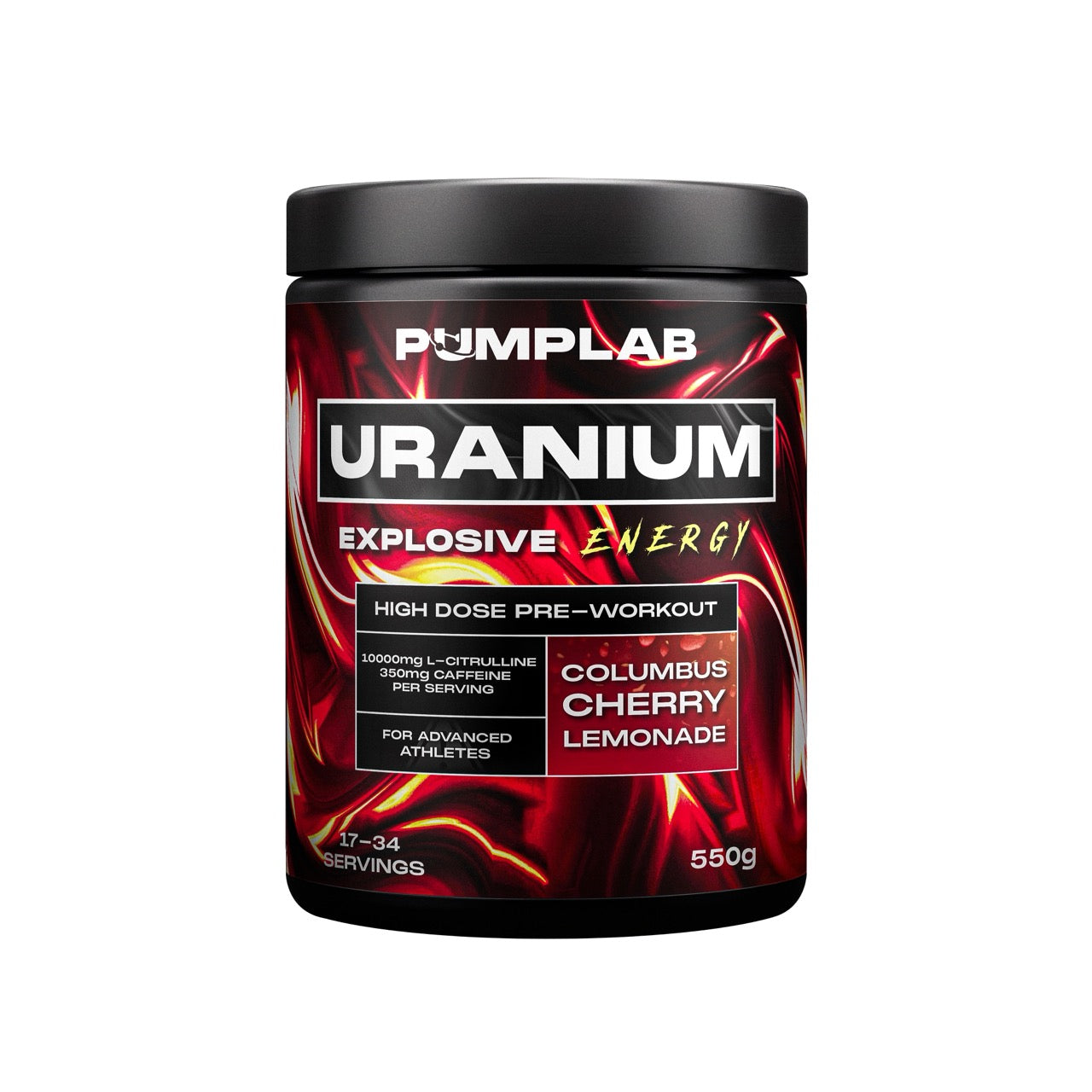 Preworkout i burk med smak av Columbus Cherry Lemonade, 550 g