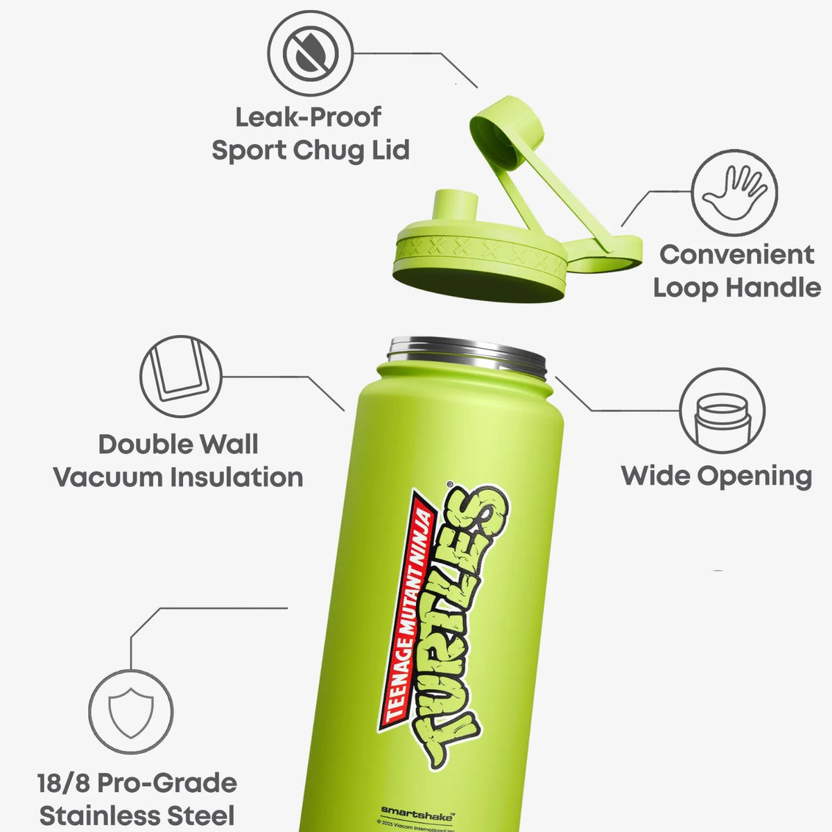 SmartShake Bohtal Insulated Sports Bottle TMNT Classic Logo Green