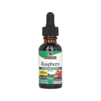 Nature's Answer rapsberrextrakt i brun glasflaska med pipett, etikett "Raspberry"