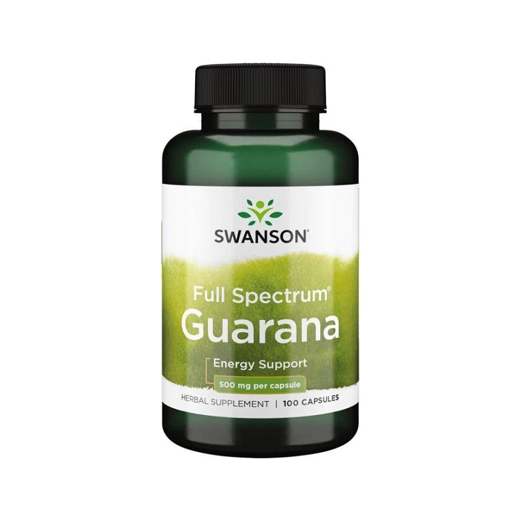 Swanson Full Spectrum Guarana kosttillskott i flaska med svart lock