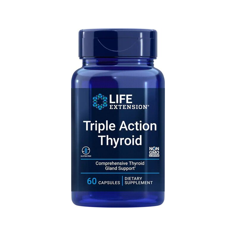 Life Extension Triple Action Thyroid kosttillskott, blå kapselflaska, 60 kapslar