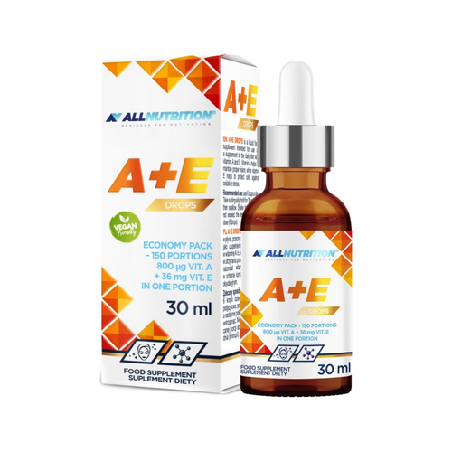 A+E-drops (30 ml) i flaska med pipett och kartongförpackning
