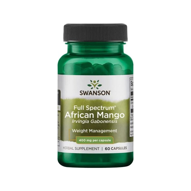 Kapselburk med etikett för African Mango och dosering 400 mg per kapsel