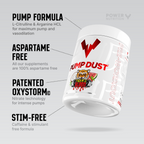 Vit kosttillskottburk Pump Dust med Tiger's Blood-motiv och 'Stim-free'-text