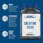 Applied Nutrition Kreatin 3000, burk med lock, 120 kapslar på etikett