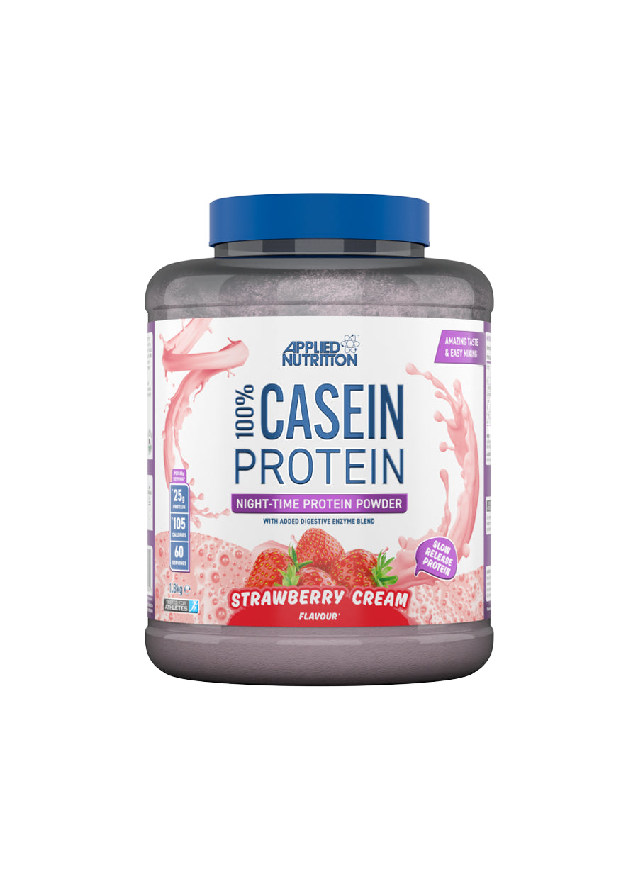 Applied Nutrition 100% Casein Protein 1800g Strawberry Cream Framsida