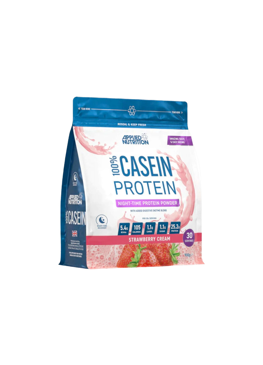 Applied Nutrition 100% Casein Protein Kaseinprotein 900g Strawberry Cream Framsida