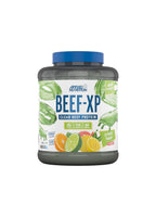 Beef-XP proteinpulverburk med blå lock, citrus twist-smak