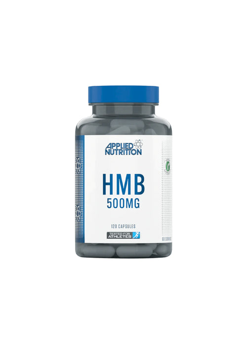 HMB 500 mg kapselburk från Applied Nutrition, blå etikett och lock