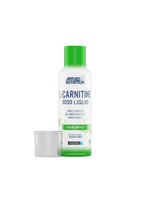 Applied Nutrition L-karnitin flytande: Sour Apple-flaska med bägare