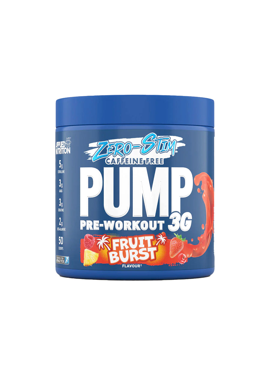 Applied Nutrition Pump 3G Pre-Workout (Zero Stimulant) 375g Fruit Burst Framsida