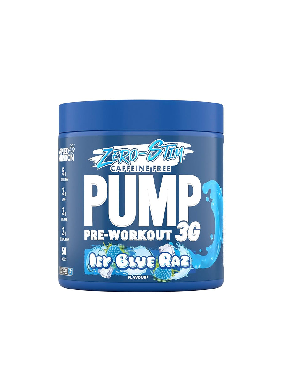 Applied Nutrition Pump 3G Pre-Workout (Zero Stimulant) 375g Icy Blue Raz Framsida