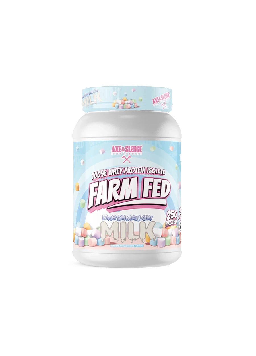 Axe & Sledge Farm Fed Vassleproteinisolat 912g Marshmallow Milk Framsida