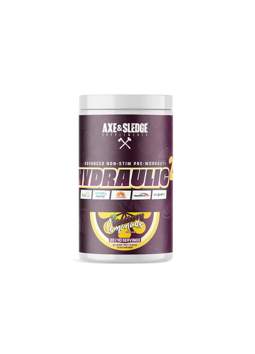 Axe & Sledge pre-workout-burk med lock, mörklila etikett