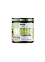Axe & Sledge IntAke pre-workout-burk med vit och svart etikett
