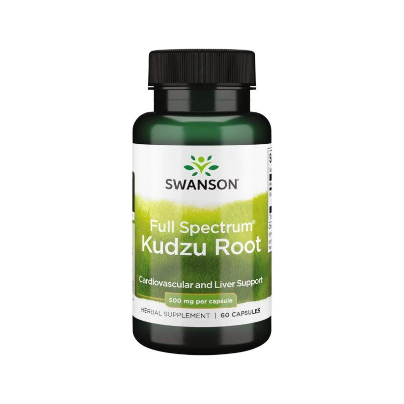 Kapselburk med svart lock och etikett för Kudzu Root från SWANSON