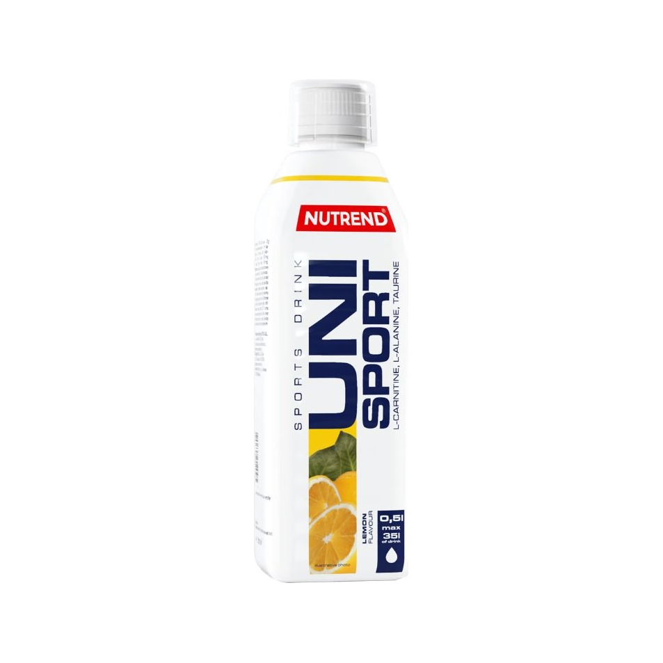 Sportdryckflaska 500 ml från Nutrend, citron/gul smakflaska med etikett