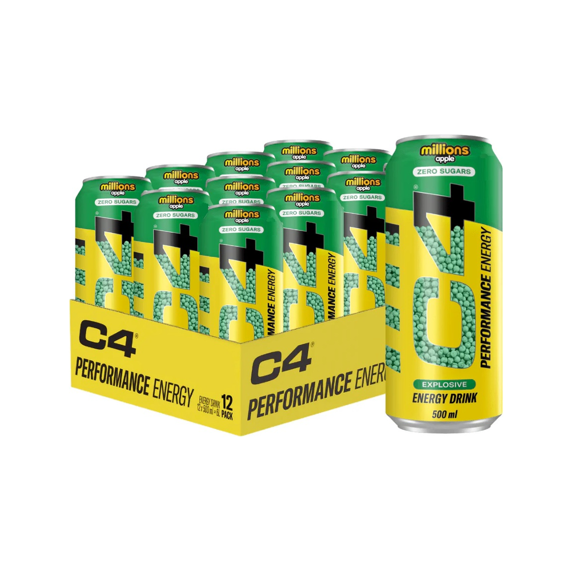 C4 Performance Energy energidryck, 12-pack i gröna burkar, zero sugars