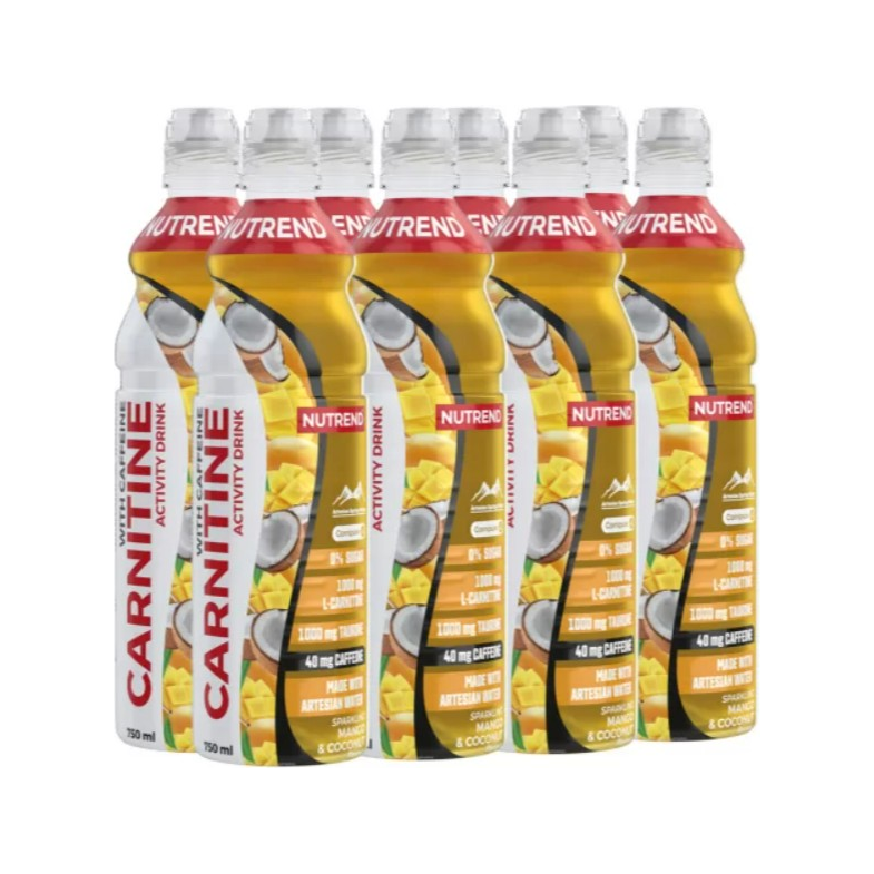Carnitine Activity Drink with Caffeine, Sparkling Mango & Coconut - 8 x 750 ml.