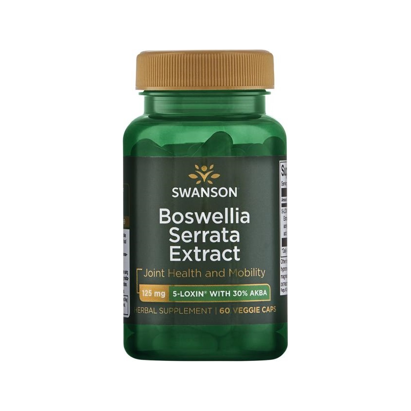 Boswellia Serrata-extrakt kapslar i grön burk med guldfärgat lock