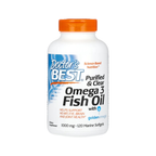 Omega 3-fiskolja i plastflaska med orange lock och etikett