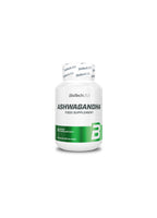 BioTechUSA Ashwagandha kapselburk, vit burk med grön etikett