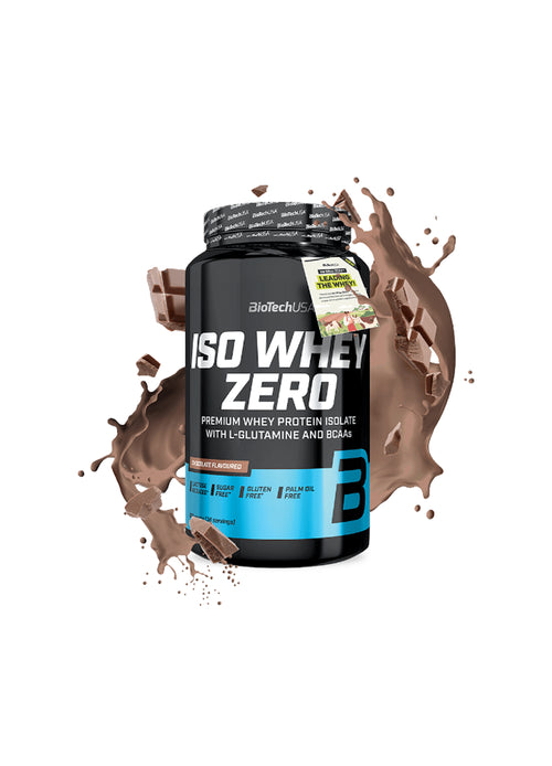 Proteinpulver i svart burk, Iso Whey Zero, chokladsmak