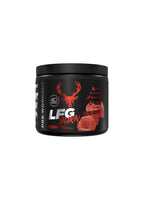 Pre-workout i svart burk med röd LFG Burn-etikett