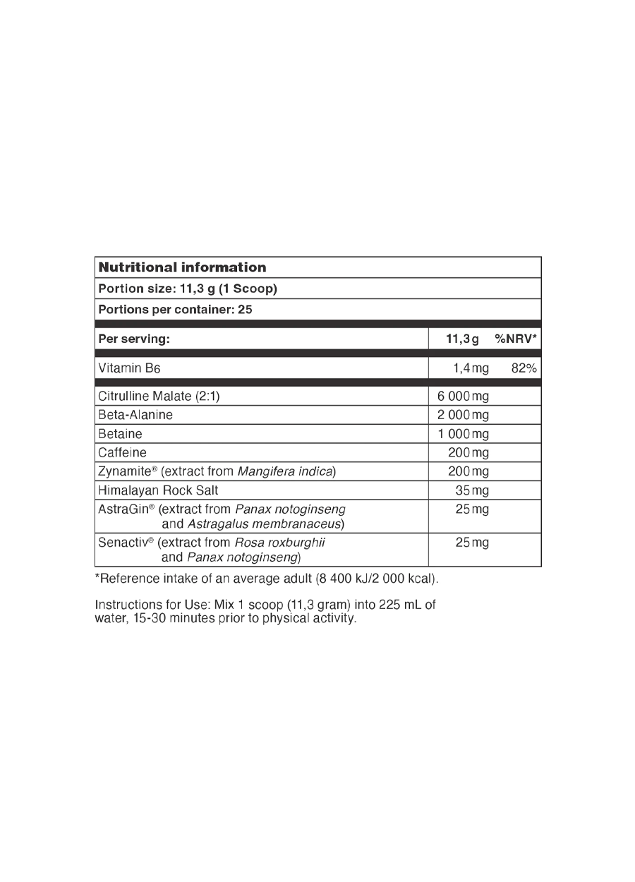 Bucked Up PWO 280g innehåll