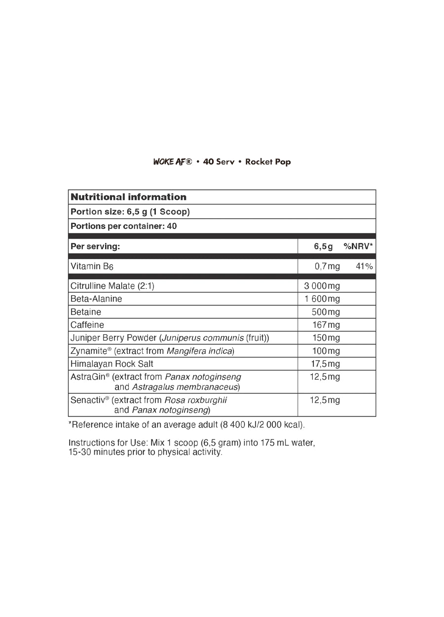 Bucked Up Woke AF PWO 260g Innehåll
