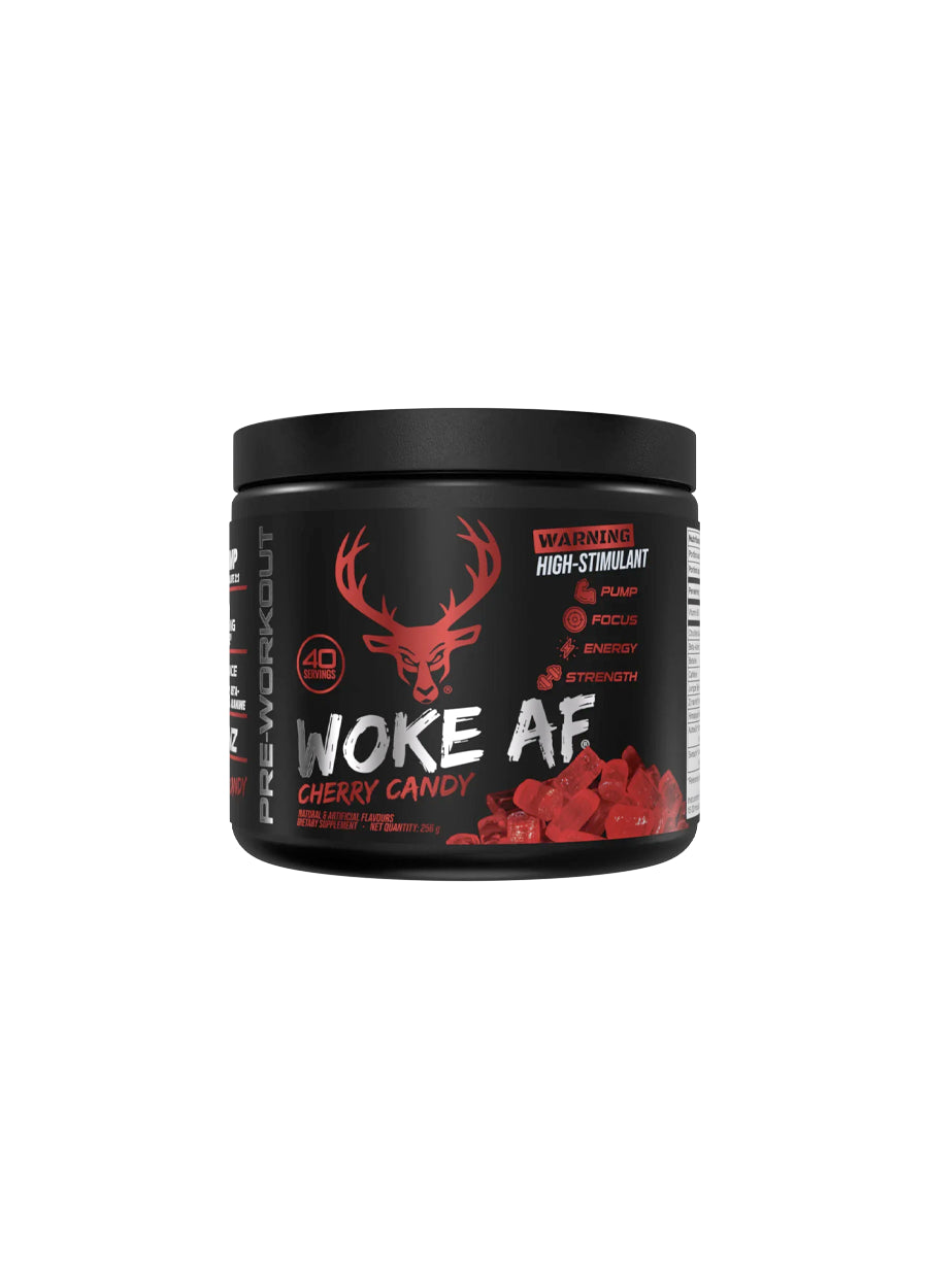 Bucked Up Woke AF PWO 260g Cherry Hard Candy Framsida