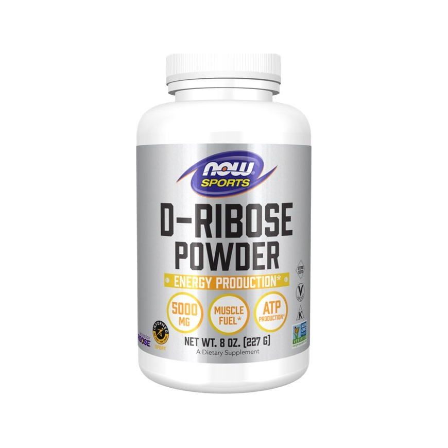 NOW Sports D-Ribose-pulver i vit burk med lock, 227 g