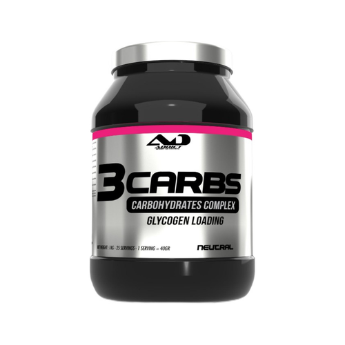 Sportnäringstillskott i förpackningsburk med svart lock och etikett 3CARBS Neutral