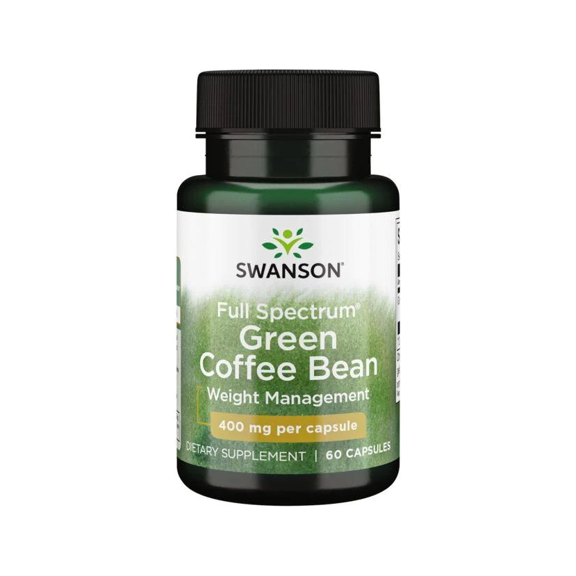 Swanson Full Spectrum Green Coffee Bean kosttillskott i grön kapselflaska, 60 kapslar