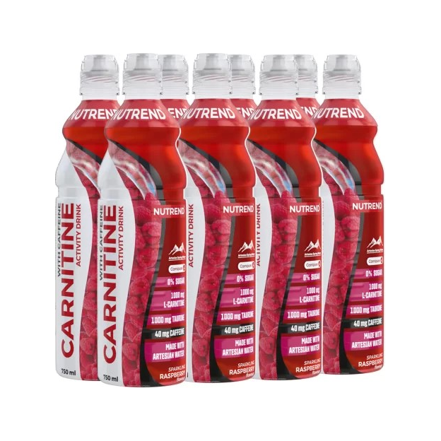 Carnitine Activity Drink with Caffeine, Sparkling Raspberry - 8 x 750 ml.