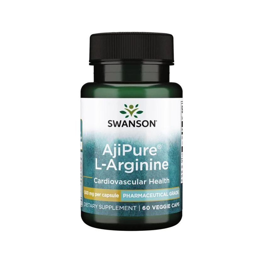 Swanson AjiPure L-Arginine 500 mg kapseltillskott, 60 veggie-kapslar