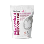 BetterYou magnesium Menopause badflingor 750 g, förpackning med vita flingor