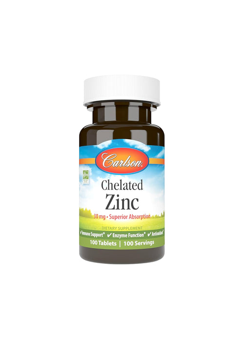 Carlson tillskottflaska med kelaterat zink 30 mg, 100 tabletter
