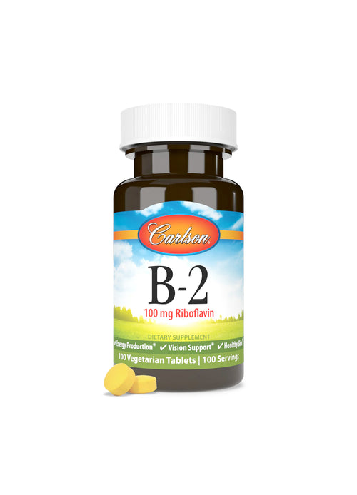 Carlson B-2 100 mg kosttillskott i tablettflaska med lock