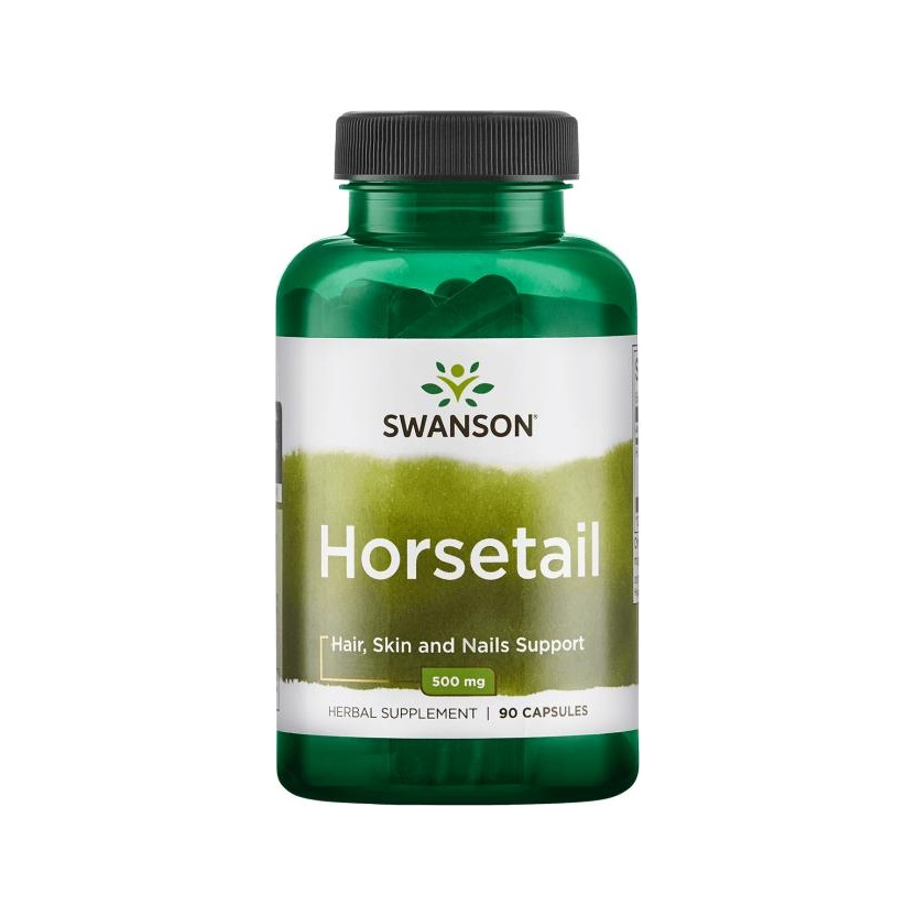 Swanson hästsvanstillskott, grön flaska med lock, 500 mg, 90 kapslar
