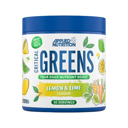 Applied Nutrition Critical Greens 150 g, Lemon & Lime pulverburk med blå lock