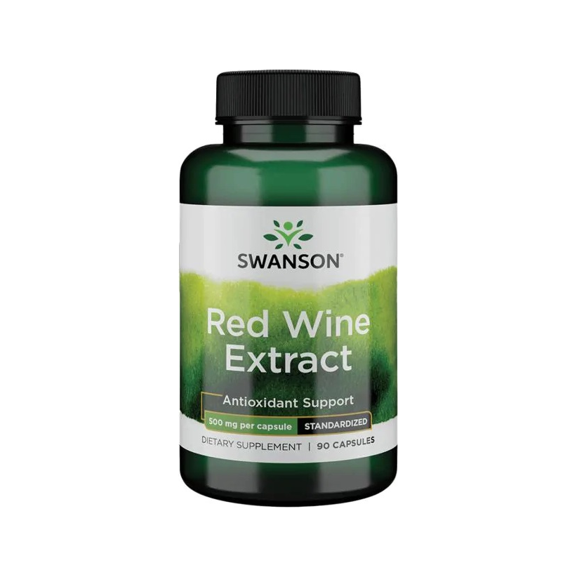 Swanson extrakt från rött vin 500 mg, kapslar; mörkgrön flaska