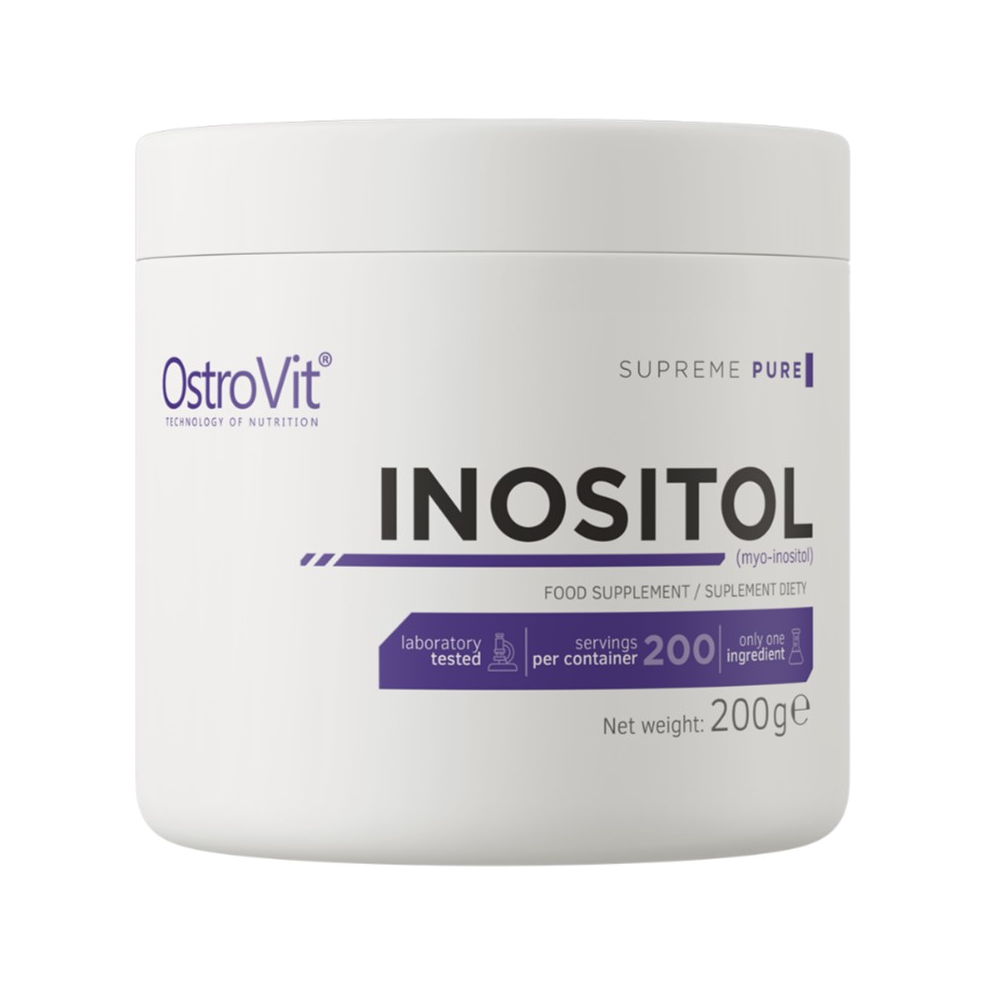 OstroVit inositoltillskott i vit burk med etikett och 200 g
