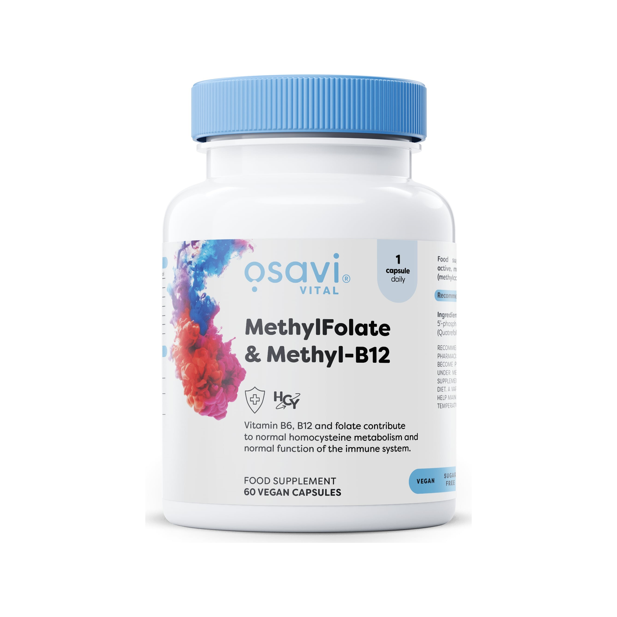 Kapselburk med Osavi MethylFolate & Methyl-B12, 60 kapslar