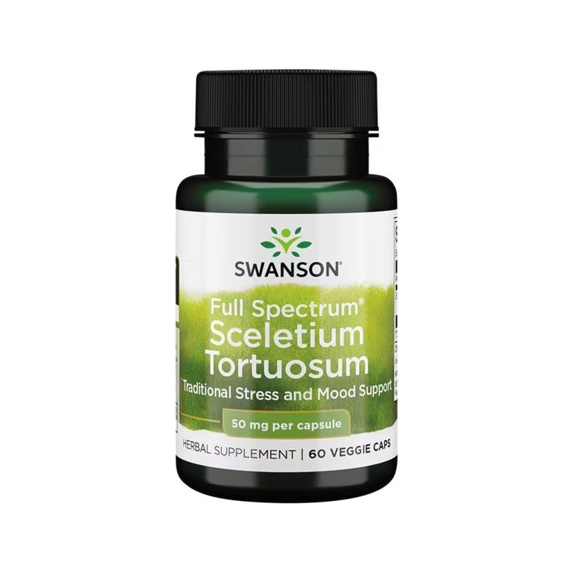 Swanson kosttillskottflaska med Sceletium Tortuosum, 50 mg, 60 kapslar