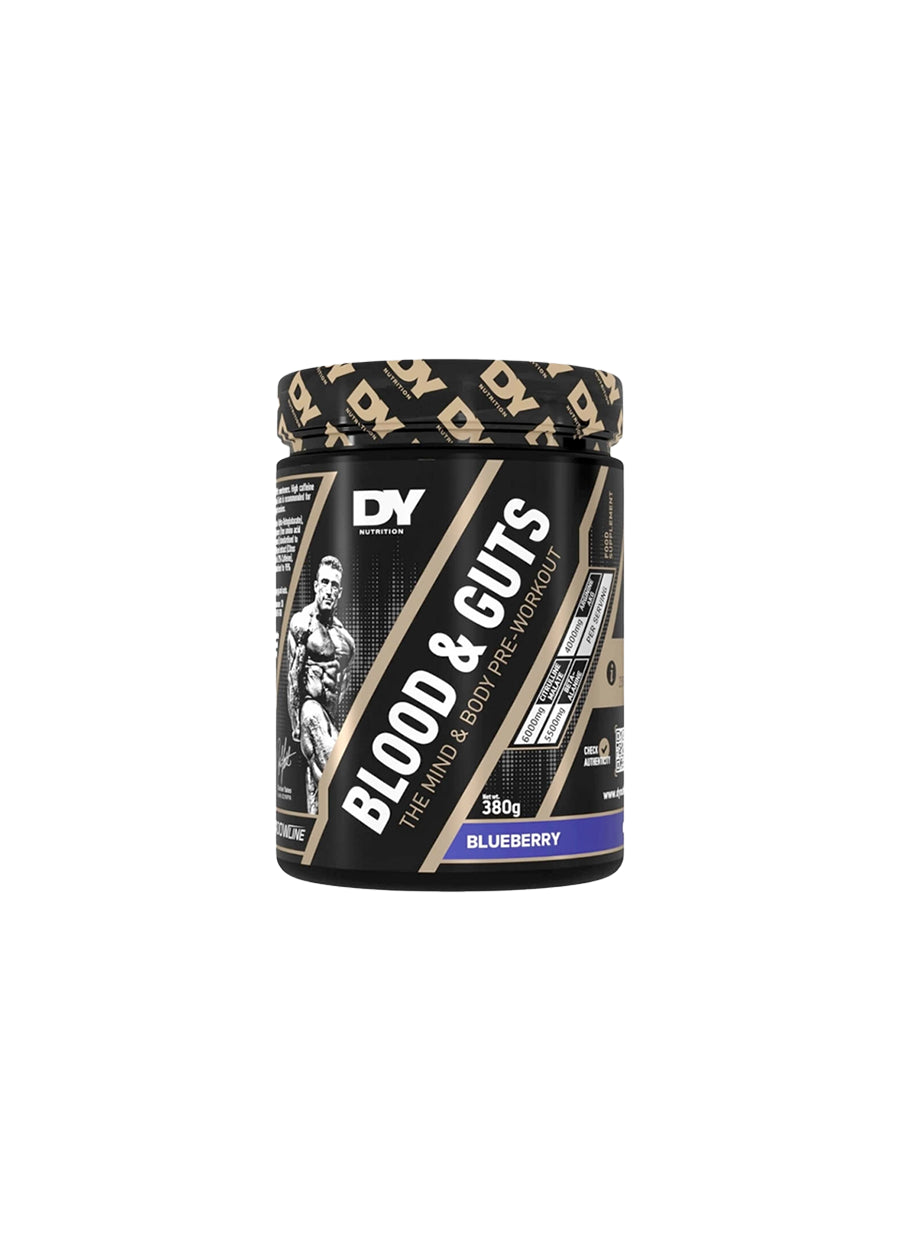 DY Nutrition Blood & Guts PWO 380g Blueberry Framsida