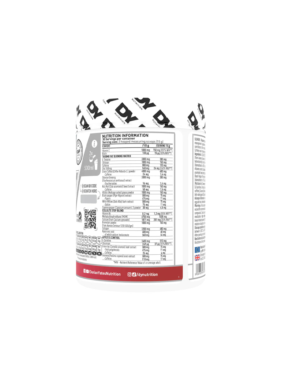 DY Nutrition Slender Cellulite & Fat Burner 450g innehåll