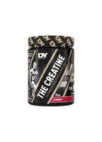 DY Nutrition kreatintillskott 400 g, körsbärssmakad burk med svart etikett