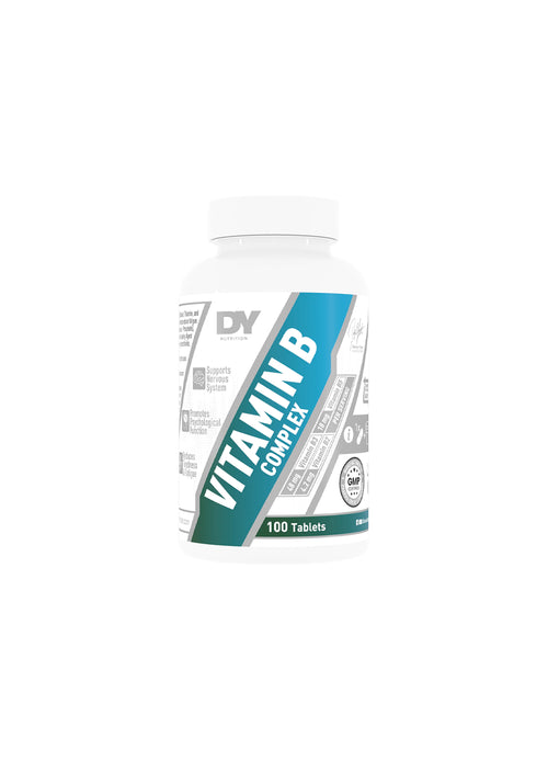 DY Nutrition vitamin B-komplex tablettburk med blå etikett, 100 tabletter